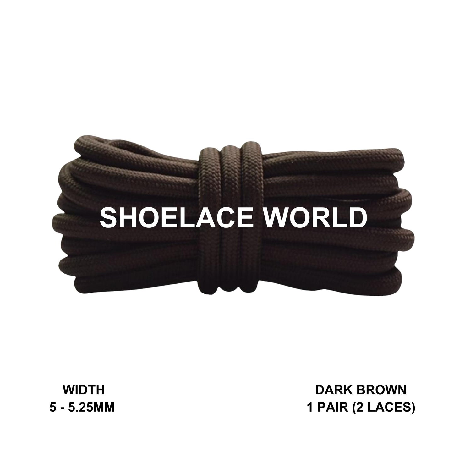 Dark Brown Classic Rope Shoelaces 5mm - 5.25mm Classic Colorful Laces Ships Out From The USA Next Day