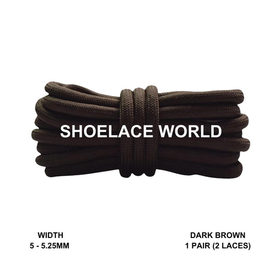 Dark Brown Classic Rope Shoelaces 5mm - 5.25mm Classic Colorful Laces Ships Out From The USA Next Day