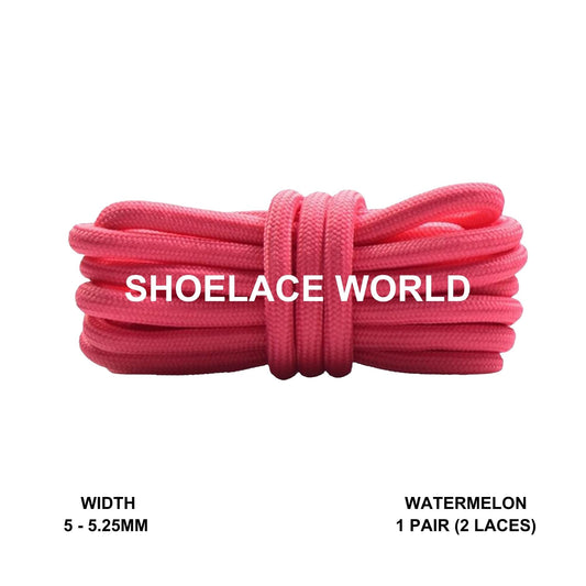 Watermelon Classic Rope Shoelaces 5mm - 5.25mm Classic Colorful Laces Ships Out From The USA Next Day