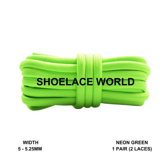 Neon Green Classic Rope Shoelaces 5mm - 5.25mm Classic Colorful Laces Ships Out From The USA Next Day
