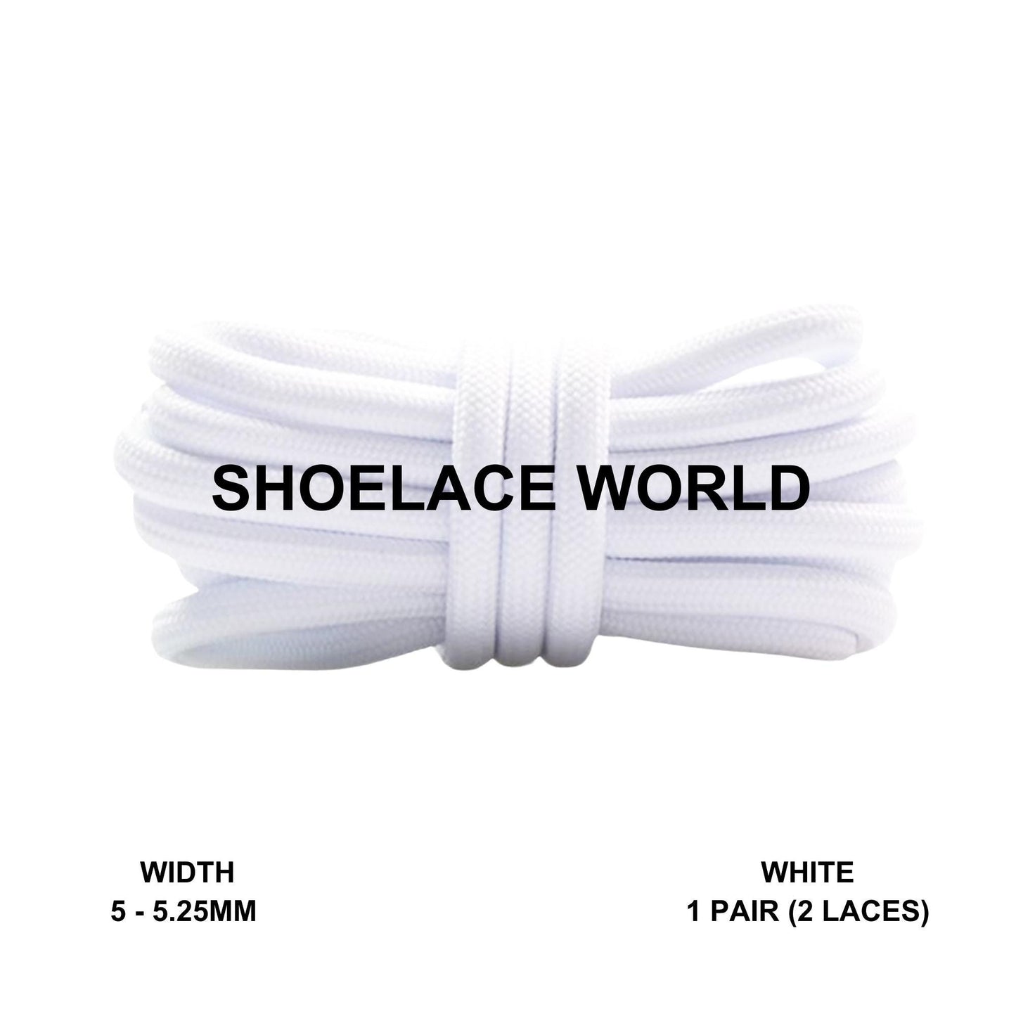 White Classic Rope Shoelaces 5mm - 5.25mm Classic Colorful Laces Ships Out From The USA Next Day