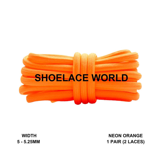 Neon Orange Classic Rope Shoelaces 5mm - 5.25mm Classic Colorful Laces Ships Out From The USA Next Day