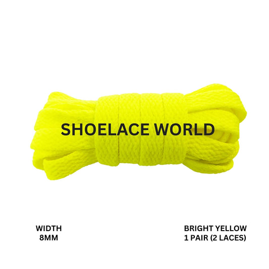 Bright Yellow Classic Flat Shoelaces 5/16 Inch 8mm Laces Ships Out From The USA Next Day
