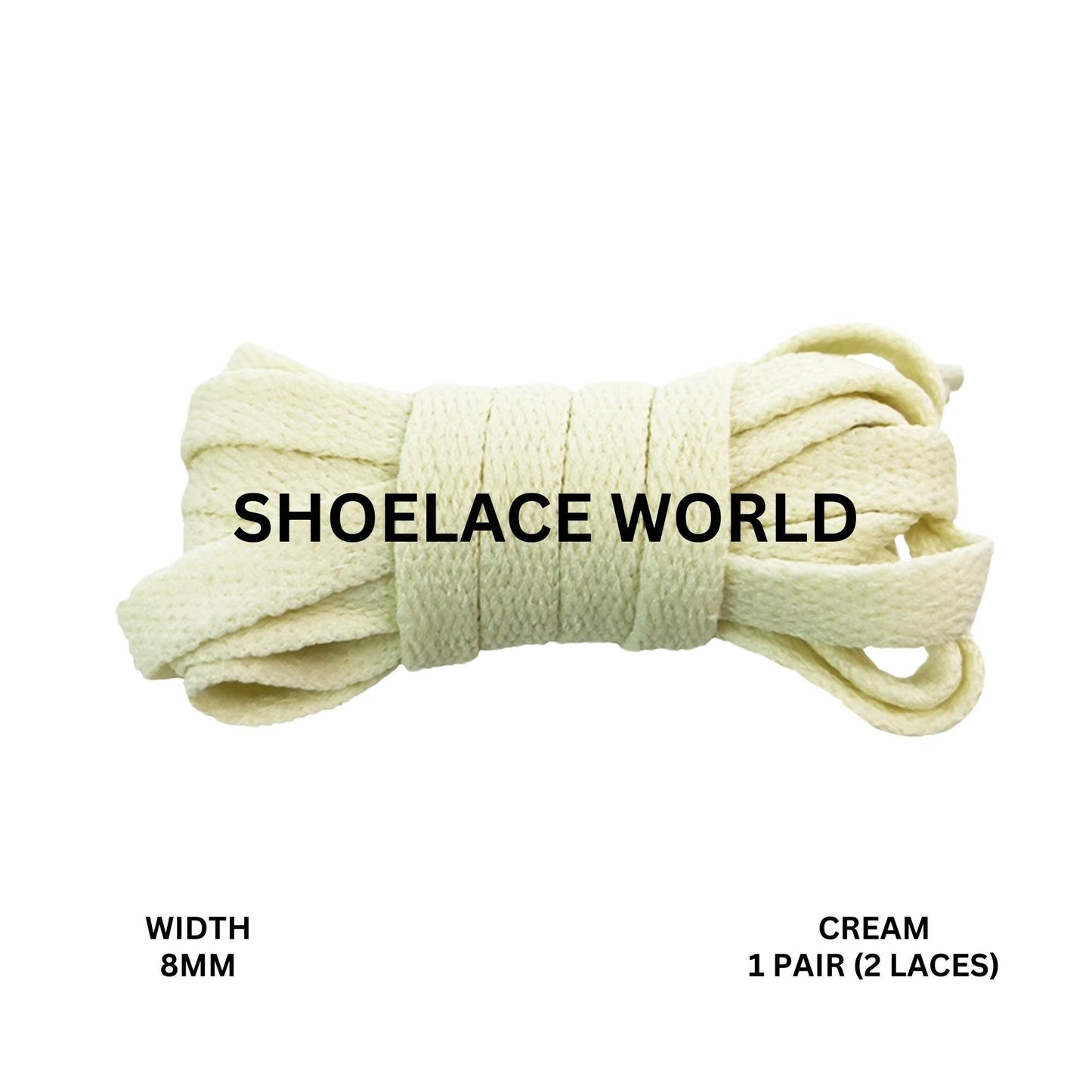 Cream Classic Flat Shoelaces 5/16 Inch 8mm Laces Ships Out From The USA Next Day
