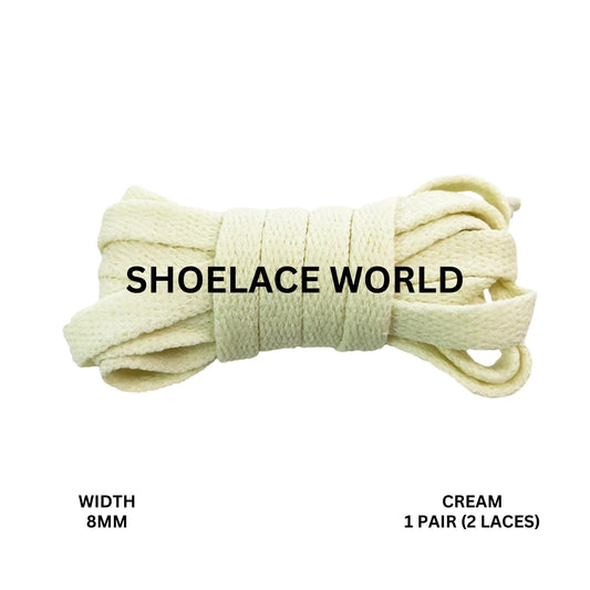 Cream Classic Flat Shoelaces 5/16 Inch 8mm Laces Ships Out From The USA Next Day
