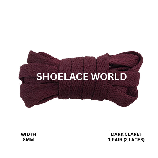 Dark Claret Classic Flat Shoelaces 5/16 Inch 8mm Laces Ships Out From The USA Next Day