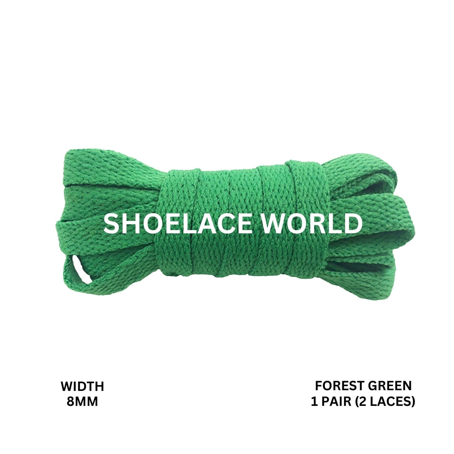 Forest Green Classic Flat Shoelaces 5/16 Inch 8mm Laces Ships Out From The USA Next Day