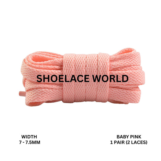 Baby Pink Slim Flat Shoelaces 7-7.5mm Laces Ships Out From The USA Next Day