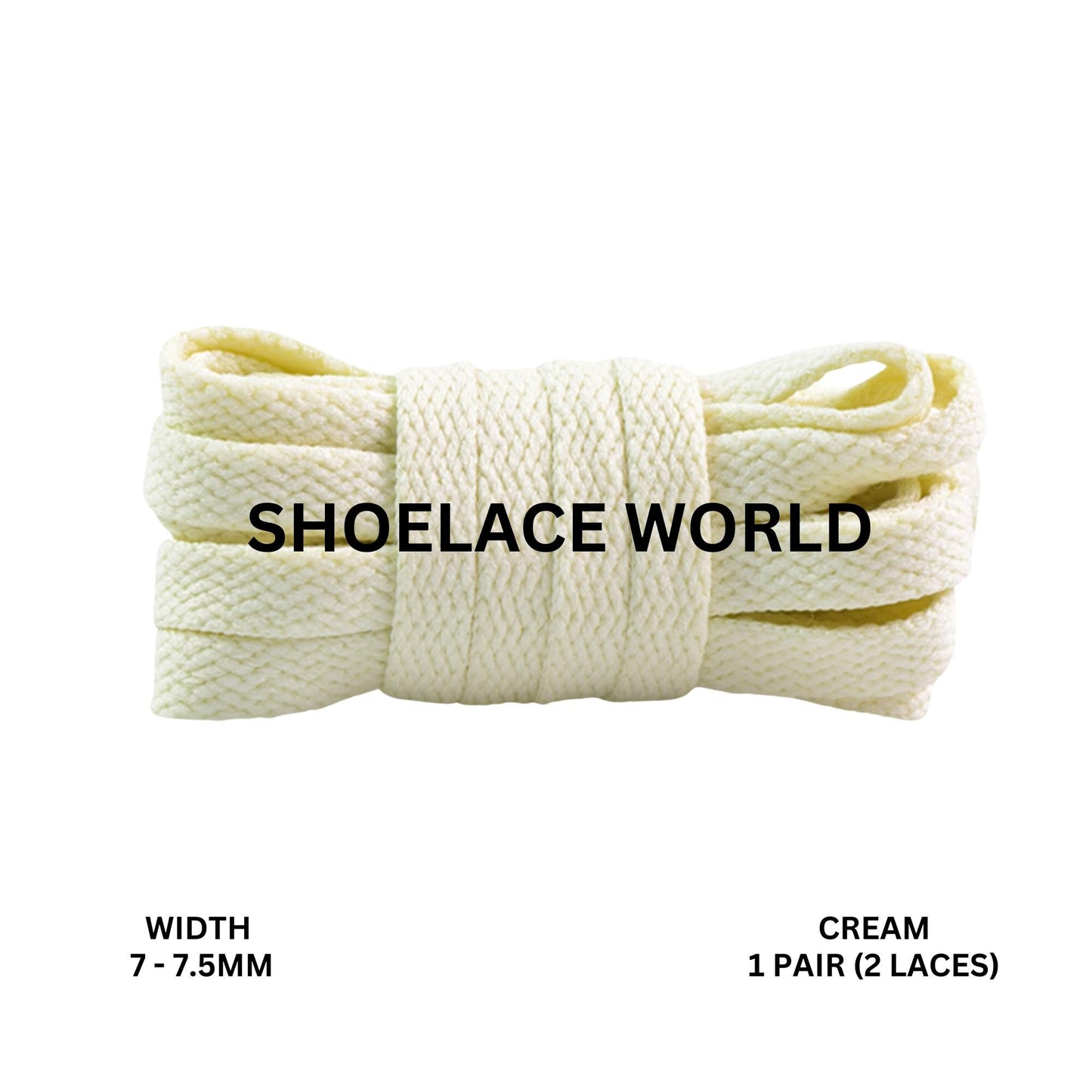 Cream Slim Flat Shoelaces 7-7.5mm Laces Ships Out From The USA Next Day