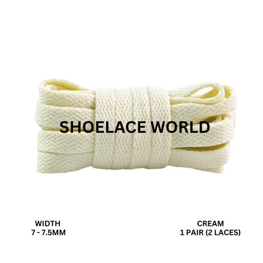Cream Slim Flat Shoelaces 7-7.5mm Laces Ships Out From The USA Next Day