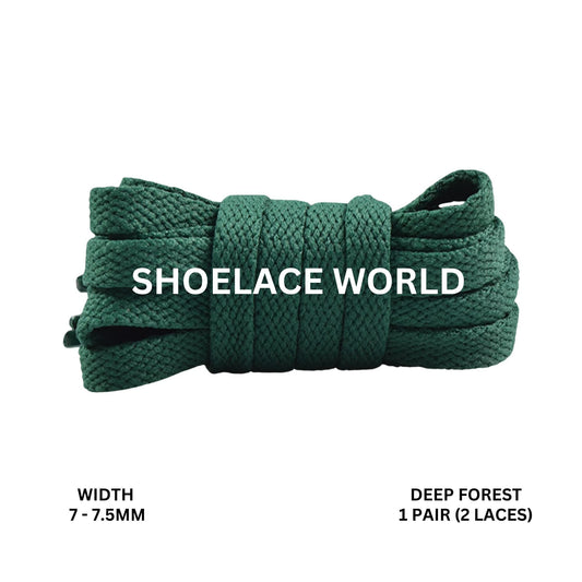 Deep Forest Slim Flat Shoelaces 7-7.5mm Laces Ships Out From The USA Next Day