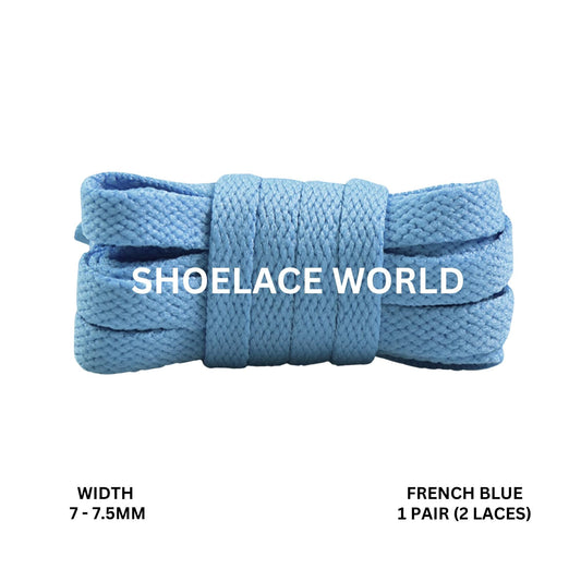French Blue Slim Flat Shoelaces 7-7.5mm Laces Ships Out From The USA Next Day