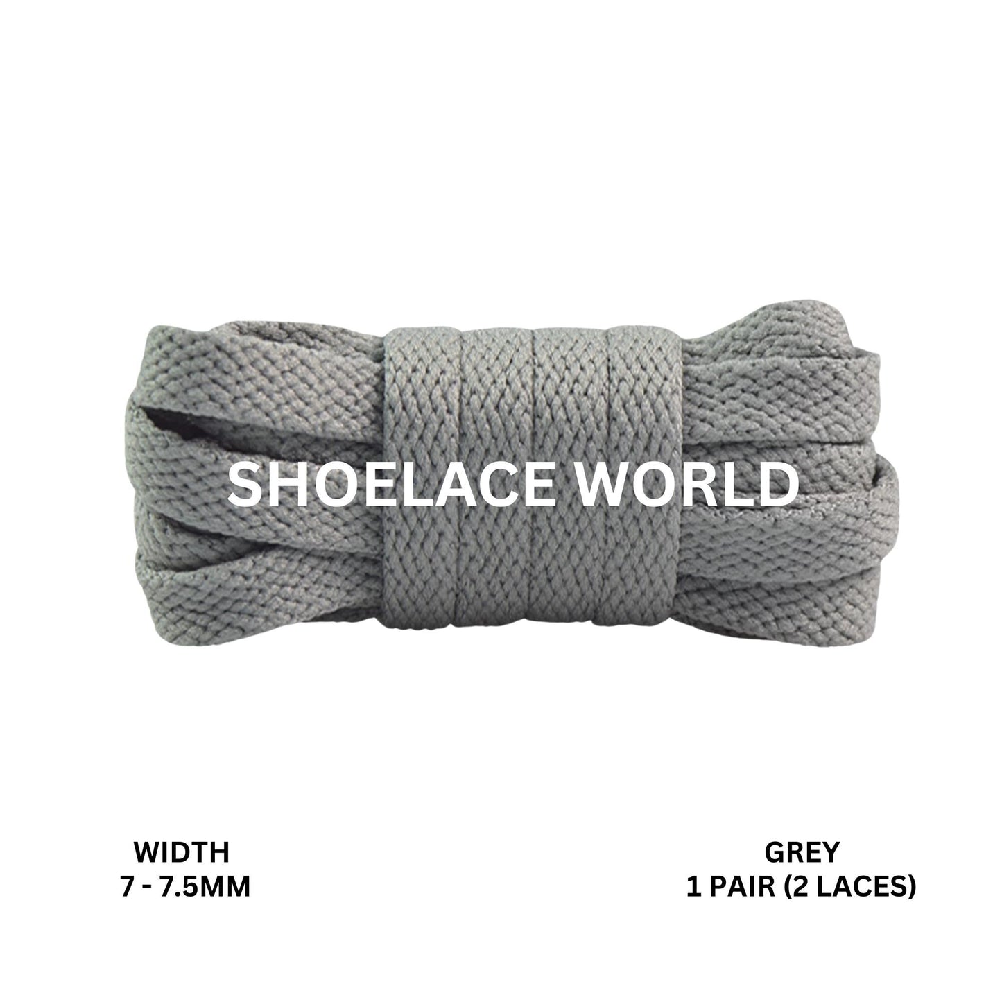 Grey Slim Flat Shoelaces 7-7.5mm Laces Ships Out From The USA Next Day
