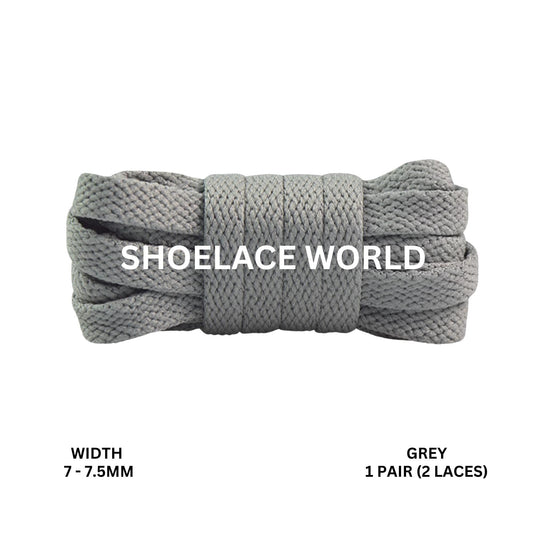Grey Slim Flat Shoelaces 7-7.5mm Laces Ships Out From The USA Next Day