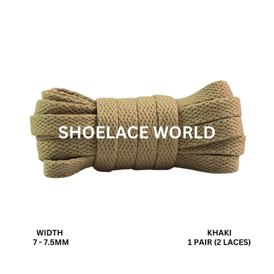 Khaki Slim Flat Shoelaces 7-7.5mm Laces Ships Out From The USA Next Day