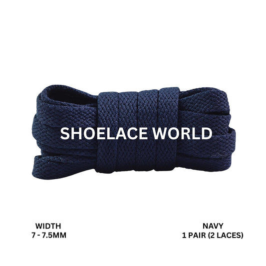 Navy Slim Flat Shoelaces 7-7.5mm Laces Ships Out From The USA Next Day