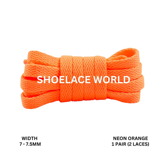 Neon Orange Slim Flat Shoelaces 7-7.5mm Laces Ships Out From The USA Next Day