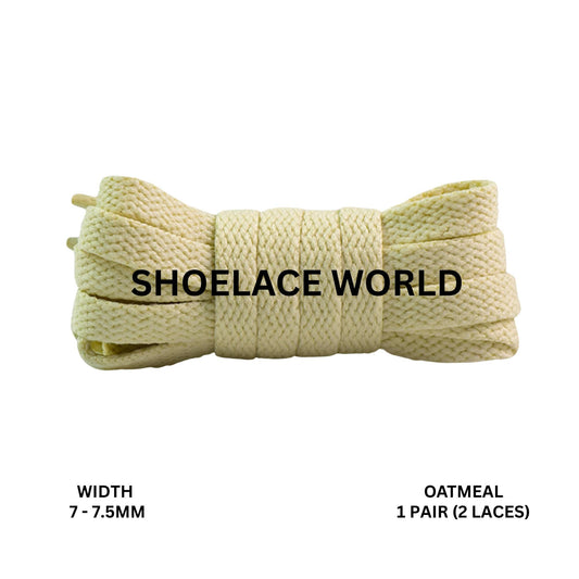 Oatmeal Slim Flat Shoelaces 7-7.5mm Laces Ships Out From The USA Next Day