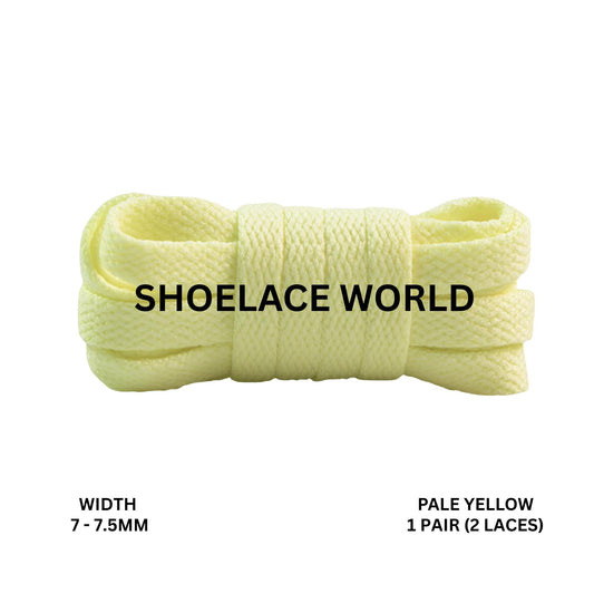 Pale Yellow Slim Flat Shoelaces 7-7.5mm Laces Ships Out From The USA Next Day