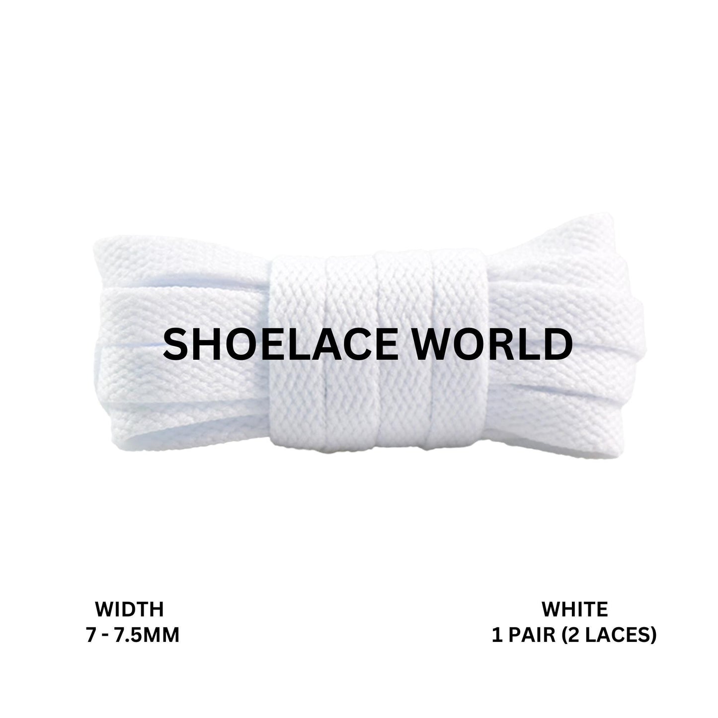 White Slim Flat Shoelaces 7-7.5mm Laces Ships Out From The USA Next Day