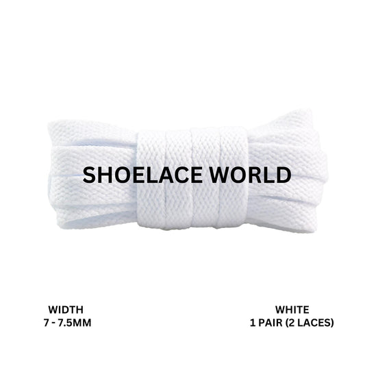 White Slim Flat Shoelaces 7-7.5mm Laces Ships Out From The USA Next Day