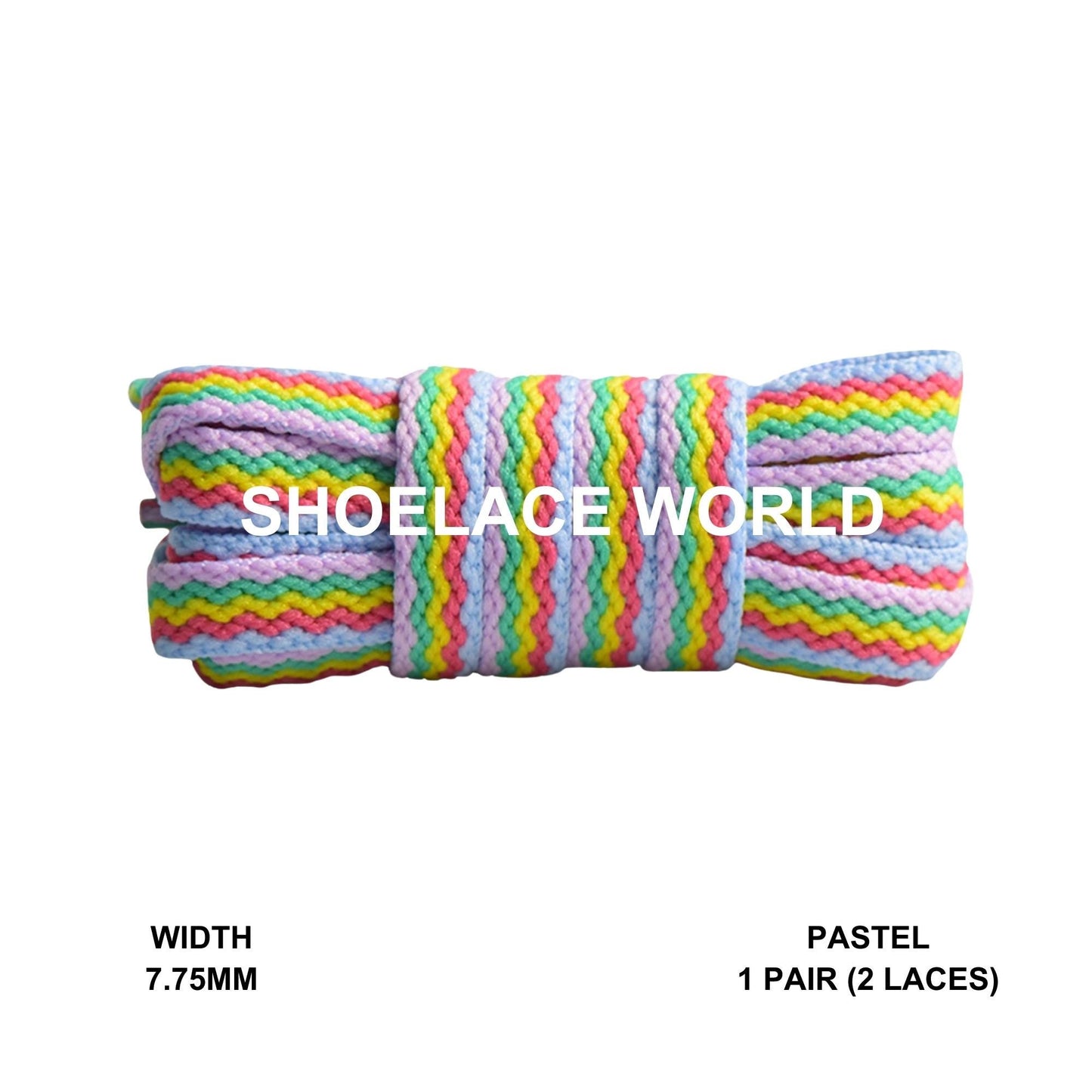 Pastel Wave Flat Shoelaces 5/16 Inch 8mm Laces Ships Out From The USA Next Day