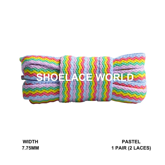 Pastel Wave Flat Shoelaces 5/16 Inch 8mm Laces Ships Out From The USA Next Day