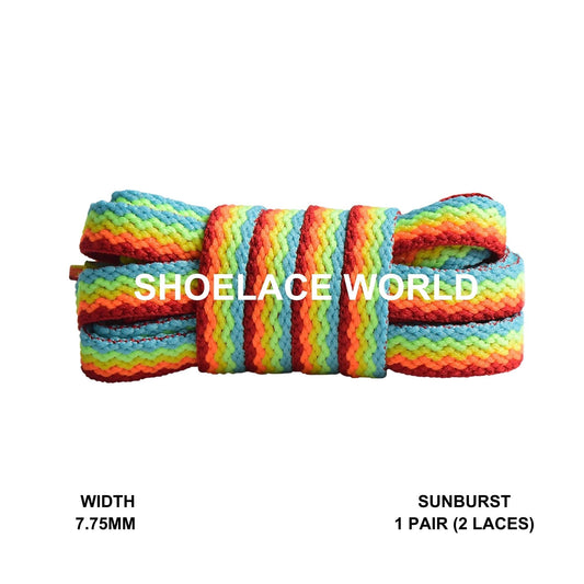 Sunburst Wave Flat Shoelaces 5/16 Inch 8mm Laces Ships Out From The USA Next Day