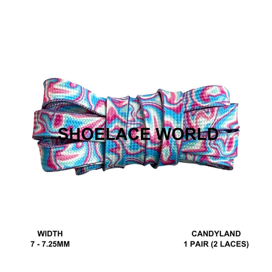 Candyland Oil Spill Flat Shoelaces 7-7.5mm Laces Ships Out From The USA Next Day