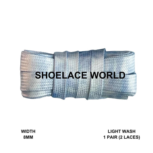 Light Wash Denim Print Premium Flat Shoelaces 5/16 Inch 8mm Laces Ships Out From The USA Next Day