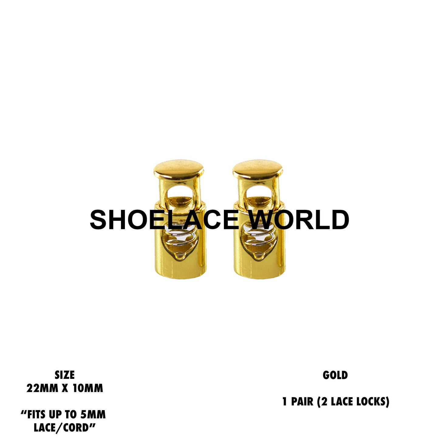 Gold Metal Shoelace Lace Locks Premium Lace Stoppers Ships Out From The USA Next Day