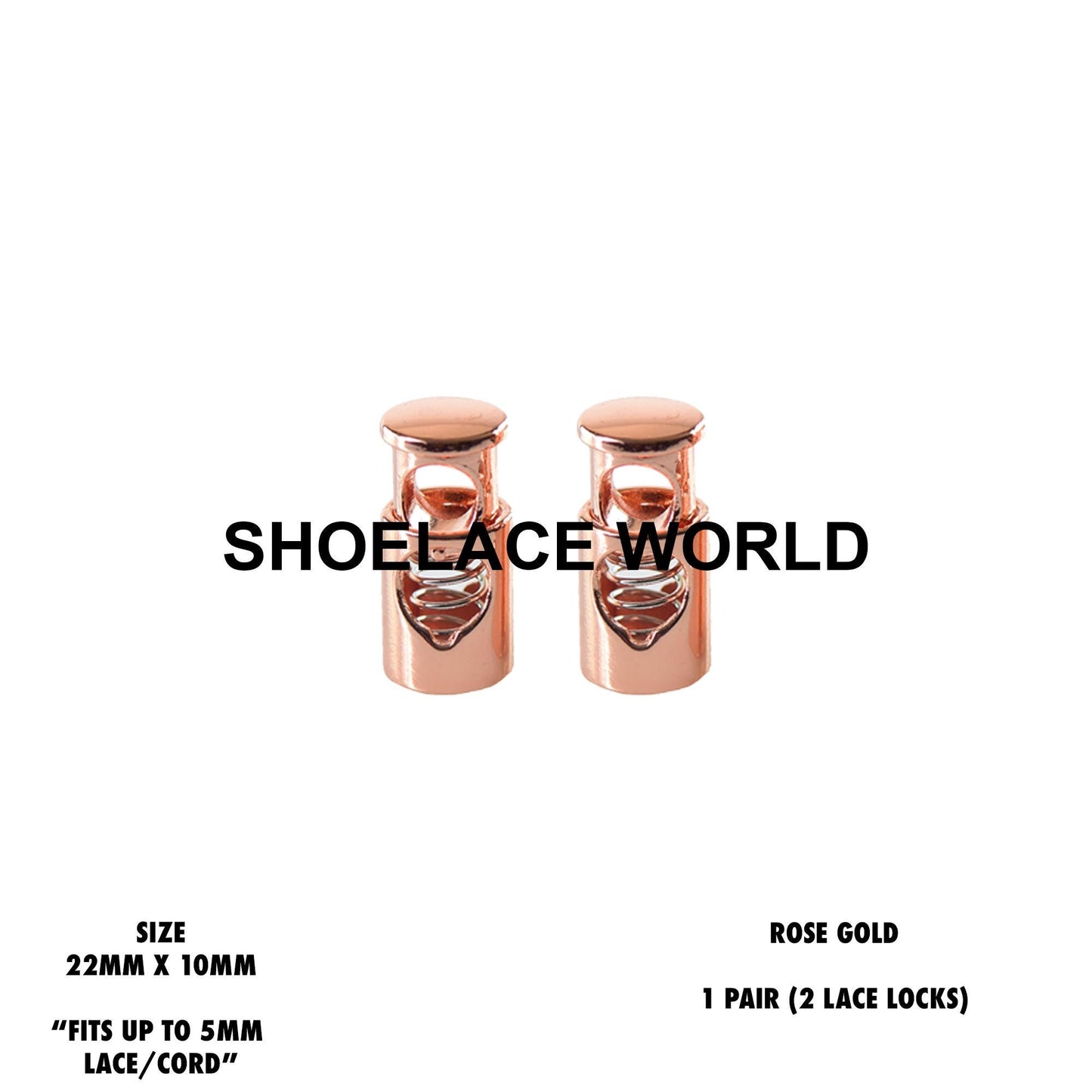 Rose Gold Metal Shoelace Lace Locks Premium Lace Stoppers Ships Out From The USA Next Day