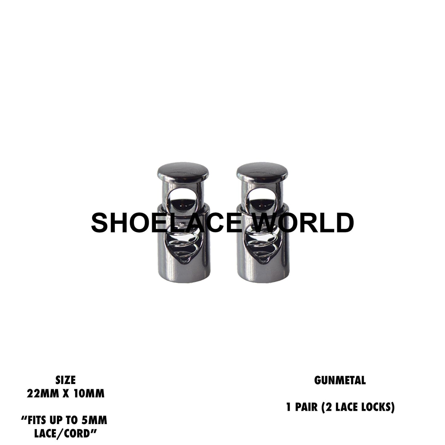 Gunmetal Metal Shoelace Lace Locks Premium Lace Stoppers Ships Out From The USA Next Day