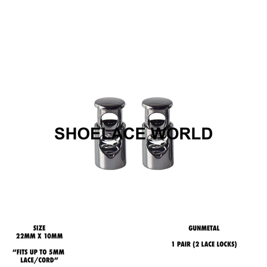 Gunmetal Metal Shoelace Lace Locks Premium Lace Stoppers Ships Out From The USA Next Day