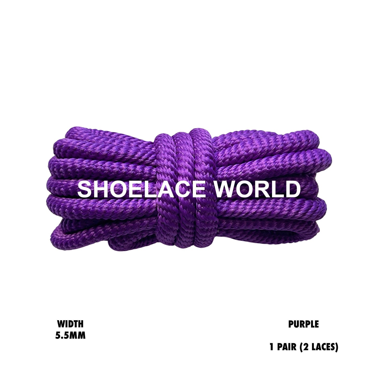 Purple Solid Turbine Rope Shoelaces 5.5mm Colorful Pattern Laces Ships Out From The USA Next Day