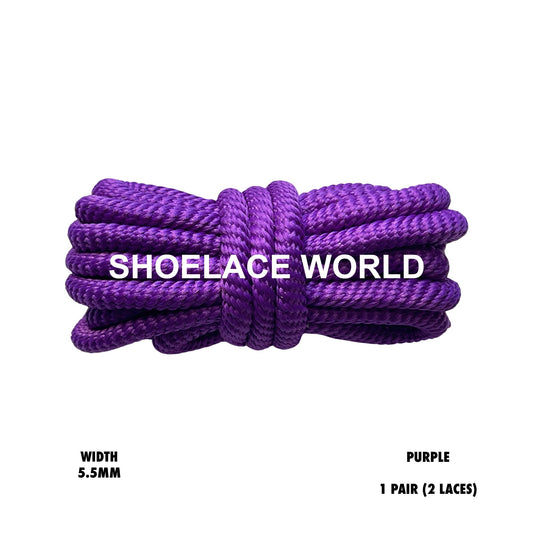 Purple Solid Turbine Rope Shoelaces 5.5mm Colorful Pattern Laces Ships Out From The USA Next Day