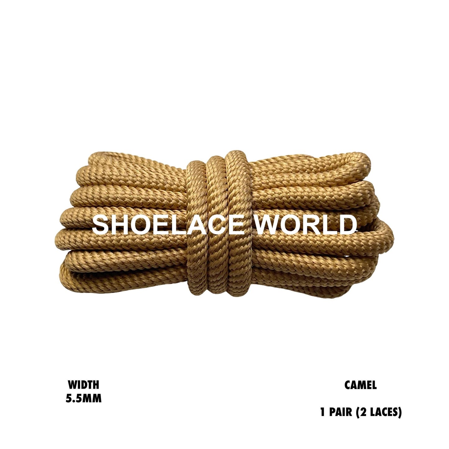 Camel Solid Turbine Rope Shoelaces 5.5mm Colorful Pattern Laces Ships Out From The USA Next Day