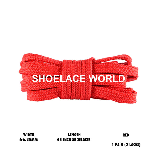 Red 45 Inches Slim Flat Hollow Shoelaces 6-6.25mm Vibrant Running Sport Laces Ships Out From The USA Next Day