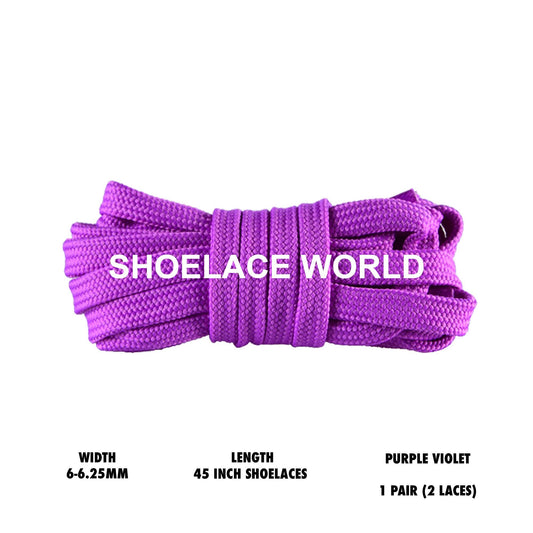 Purple Violet 45 Inches Slim Flat Hollow Shoelaces 6-6.25mm Vibrant Running Sport Laces Ships Out From The USA Next Day