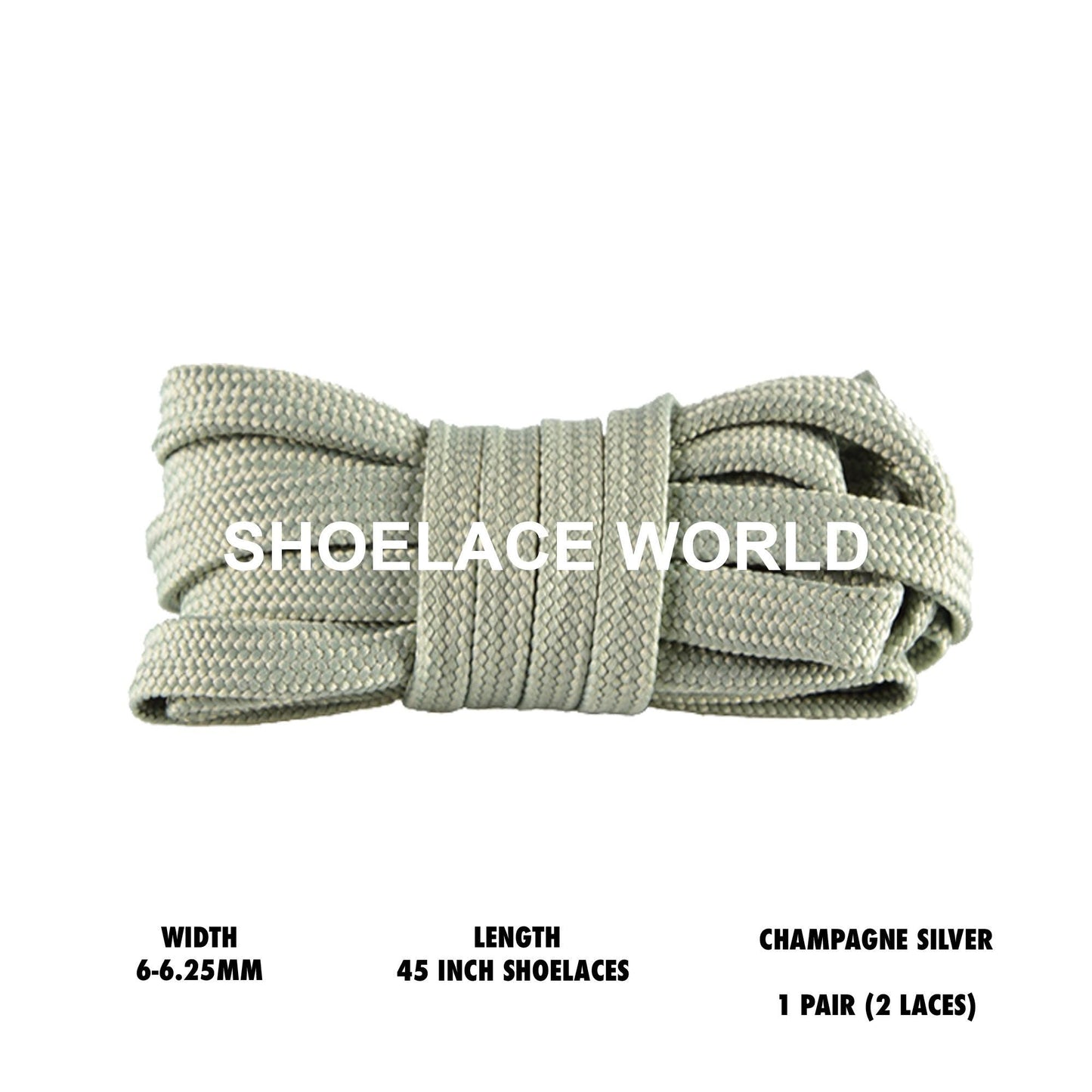 Champagne Silver 45 Inches Slim Flat Hollow Shoelaces 6-6.25mm Vibrant Running Sport Laces Ships Out From The USA Next Day