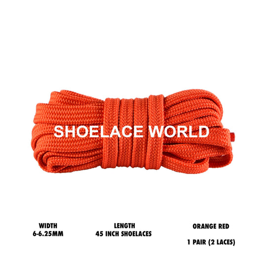 Orange Red 45 Inches Slim Flat Hollow Shoelaces 6-6.25mm Vibrant Running Sport Laces Ships Out From The USA Next Day