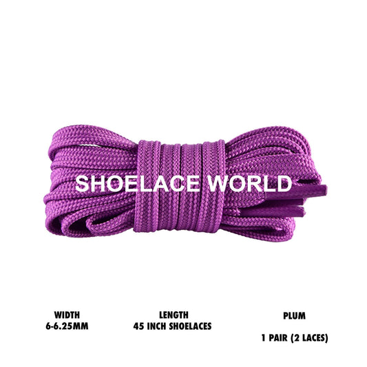 Plum 45 Inches Slim Flat Hollow Shoelaces 6-6.25mm Vibrant Running Sport Laces Ships Out From The USA Next Day