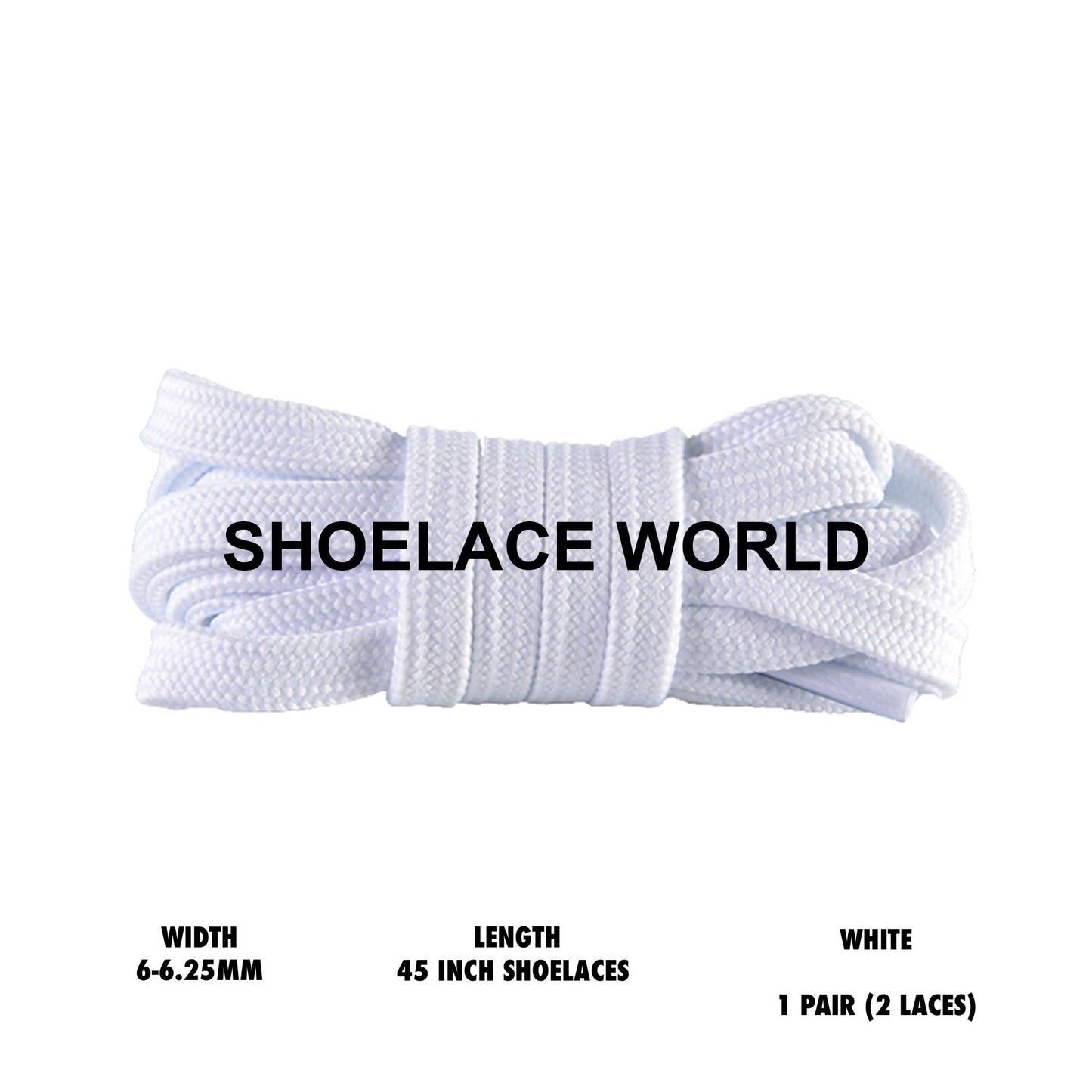 White 45 Inches Slim Flat Hollow Shoelaces 6-6.25mm Vibrant Running Sport Laces Ships Out From The USA Next Day