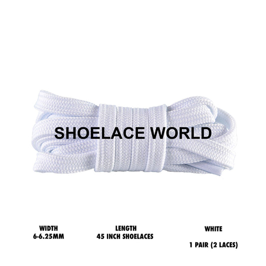 White 45 Inches Slim Flat Hollow Shoelaces 6-6.25mm Vibrant Running Sport Laces Ships Out From The USA Next Day