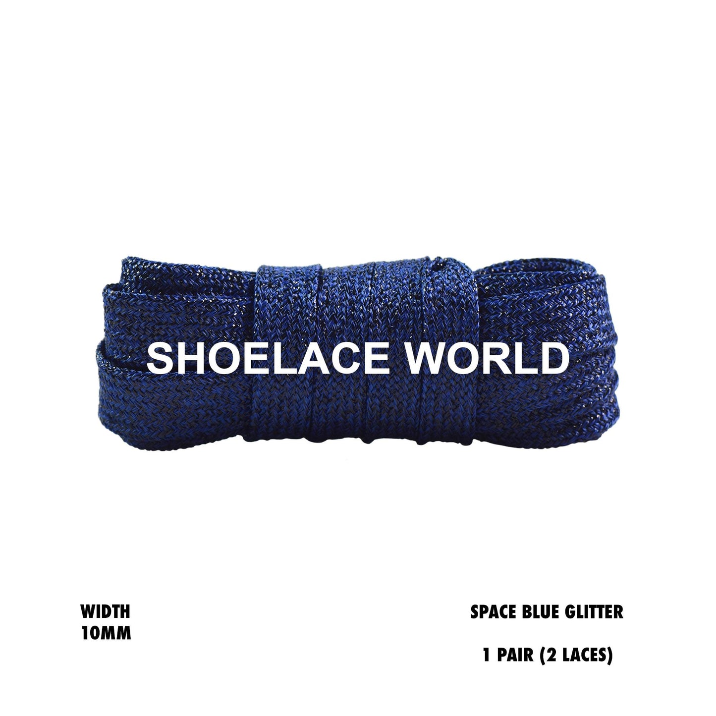 Space Blue Flat Glitter Wide 10mm Shoelaces Shiny Laces Ships Out From The USA Next Day