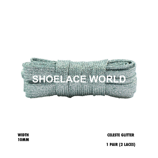 Celeste Multicolor Flat Glitter Wide 10mm Shoelaces Shiny Laces Ships Out From The USA Next Day