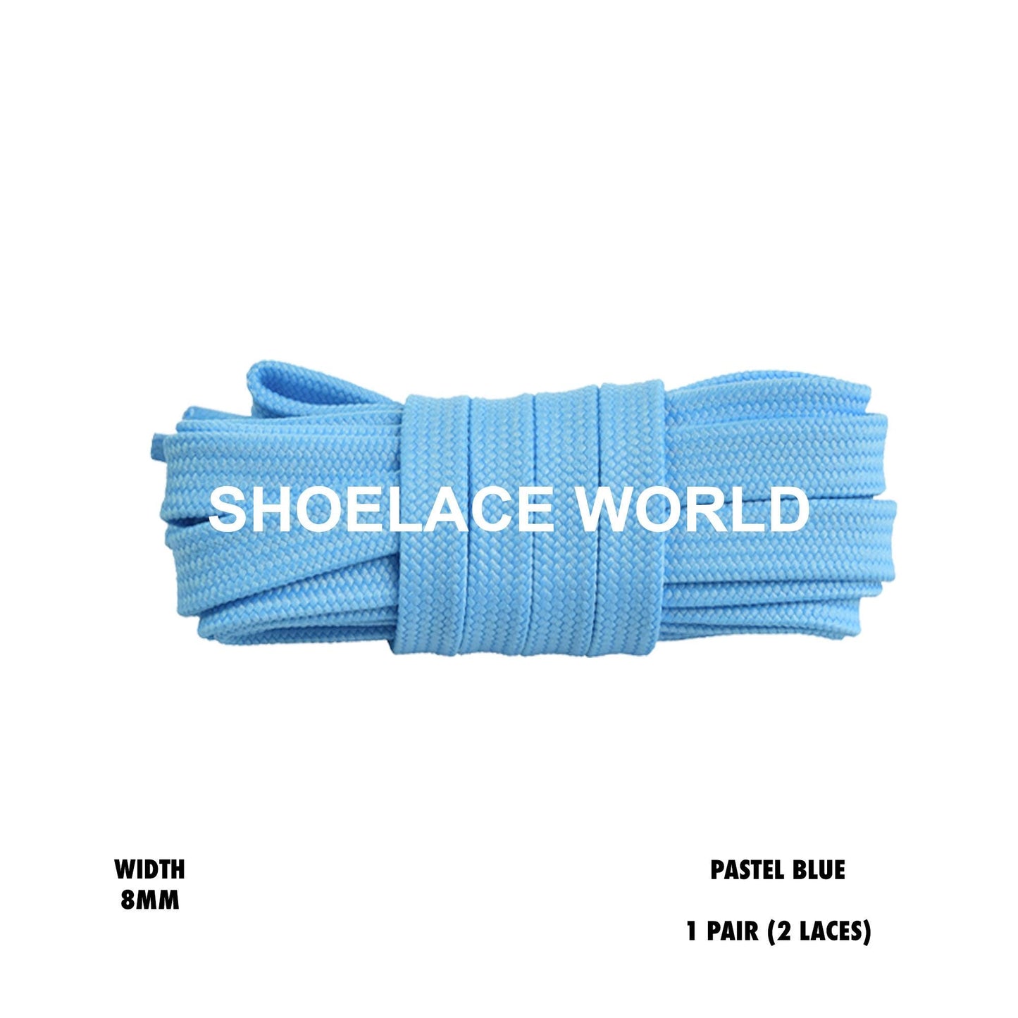 Pastel Blue Double Layer Premium Flat 8mm Shoelaces Cool New Laces Ships Out From The USA Next Day