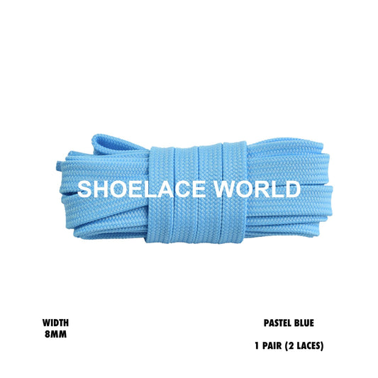 Pastel Blue Double Layer Premium Flat 8mm Shoelaces Cool New Laces Ships Out From The USA Next Day