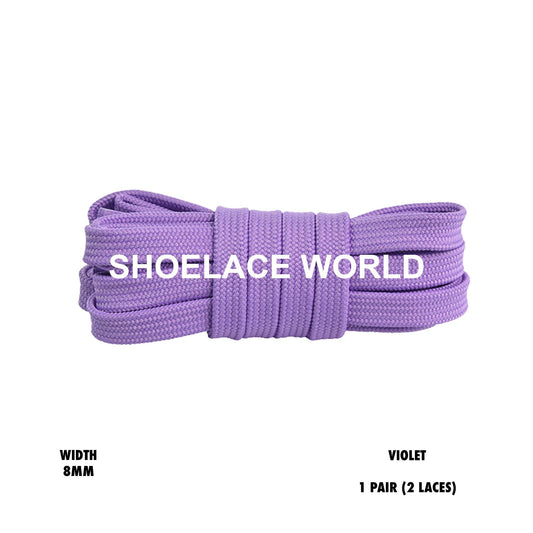 Violet Double Layer Premium Flat 8mm Shoelaces Cool New Laces Ships Out From The USA Next Day