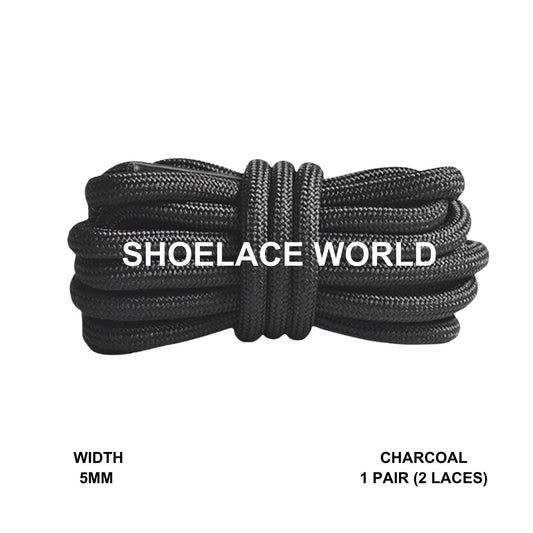Charcoal Premium Rope 47 Inch Shoelaces 5mm Compatible 350 Replacement Colorful Laces Ships Out From The USA Next Day